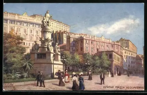 Künstler-AK Genova, Piazza Acquaverde