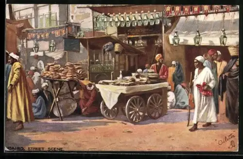 AK Cairo, Street Scene, arabische Händler