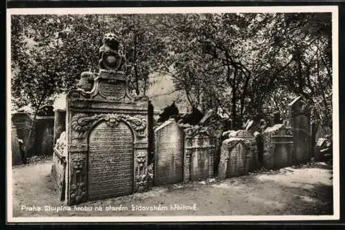 AK Praha, Josefov, Zidovský hrbitov, alter jüdischer Friedhof mit Grabsteinen