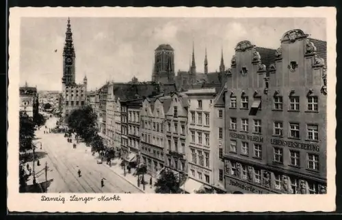 AK Danzig / Gdansk, Langer Markt von oben gesehen