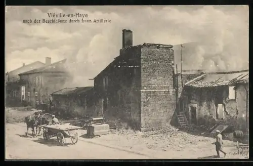 AK Viéville-en-Haye, Wohnbauten in Trümmern