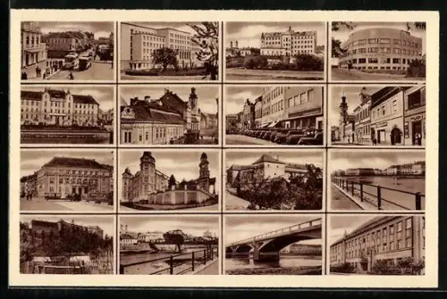 AK Ungvár, Strassenpartien mit Autos und Bussen, Flusspartien mit Brücken