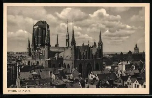 AK Danzig, St. Marien aus der Vogelschau