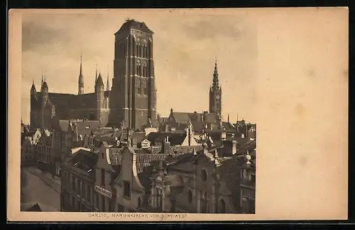 AK Danzig / Gdansk, Marienkirche von Nordwest
