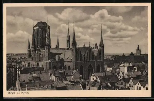 AK Danzig, St. Marien aus der Vogelschau