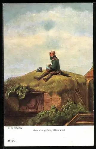 Künstler-AK Carl Spitzweg: Stadtwache hält Ausschau