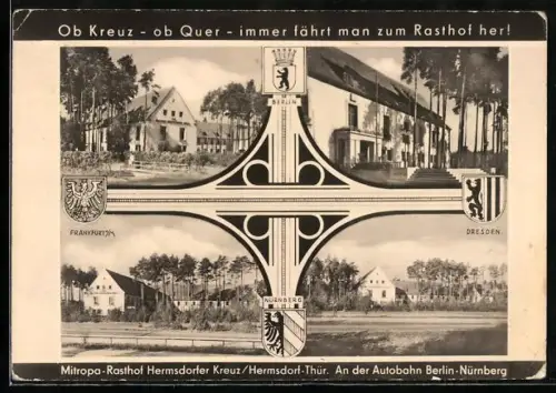 AK Hermsdorf i. Thür., Raststätte Hermsdorfer Kreuz, Autobahn Berlin-Nürnberg