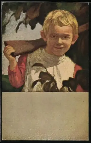 Künstler-AK Ludwig von Zumbusch: der kleine Schütze, Junge mit Gewehr auf der Schulter