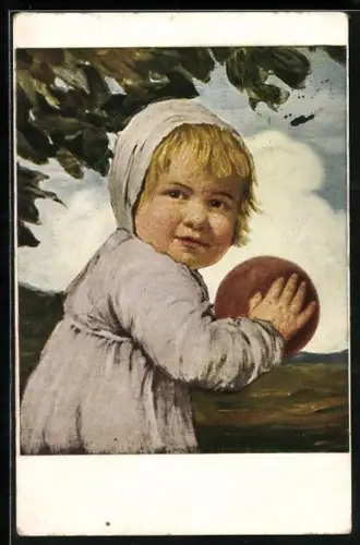 Künstler-AK G. Hirth`s Verlag, Serie VI, 3, Ludwig von Zumbusch: Portrait eines Kindes mit Ball
