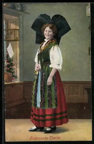 AK Frau in Elsässischer Tracht
