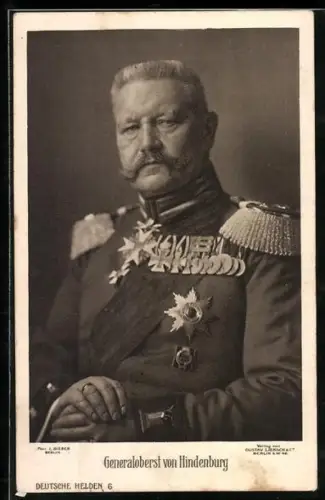 AK Generalfeldmarschall von Hindenburg, Deutsche Heerführer, Wohlfahrtskarte