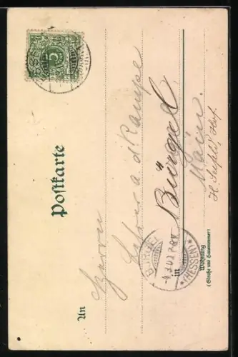 Lithographie eine Frau spielt mit einem Springseil auf der Wiese