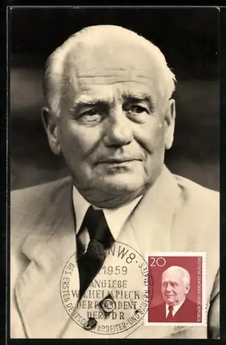 AK Portrait Wilhelm Pieck, Präsident der Deutschen Demokratischen Republik