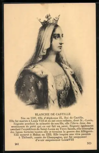 Künstler-AK Blanche de Castille, von Frankreich