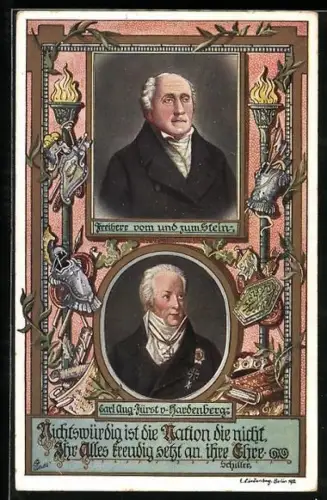 AK Portraits, Freiherr vom und zum Stein, Carl August Fürst von Hardenberg, Befreiungskriege