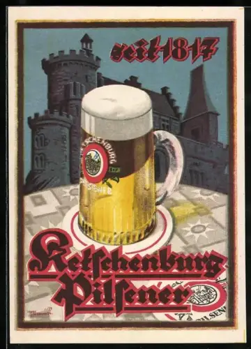 AK Brauerei-Werbung Ketschenburg Pilsener, Bierkrug