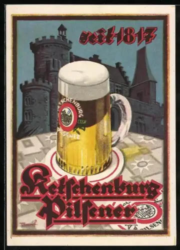 AK Brauerei-Werbung Ketschenburg Pilsener, Bierkrug