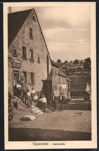 AK Sippersfeld, Partie an der Amtsstrasse mit Friseur Schäfer