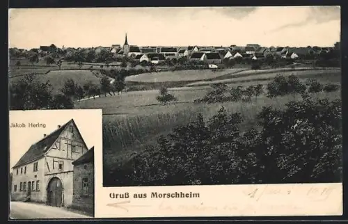AK Morschheim, Totalansicht und Gasthof von Jakob Hering