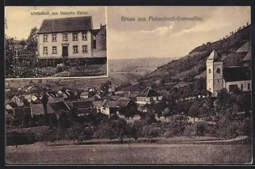 AK Finkenbach-Gersweiler, Wirtschaft von Valentin Rahm und Totalansicht des Ortes