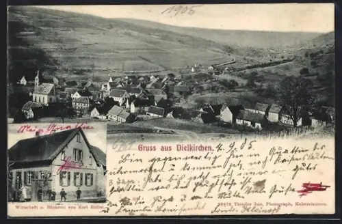 AK Dielkirchen, Totalansicht und Bäckerei von Karl Höfler