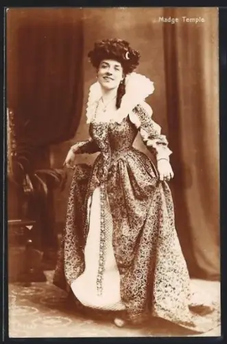 AK Schauspielerin Madge Temple im langen Kleid