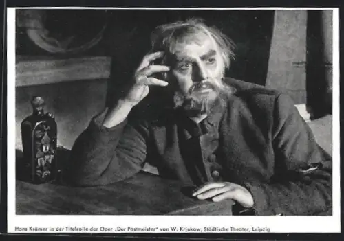 AK Leipzig, Städtische Theater, Schauspieler Hans Krämer in der Titelrolle der Oper Der Postmeister von W. Krjukow