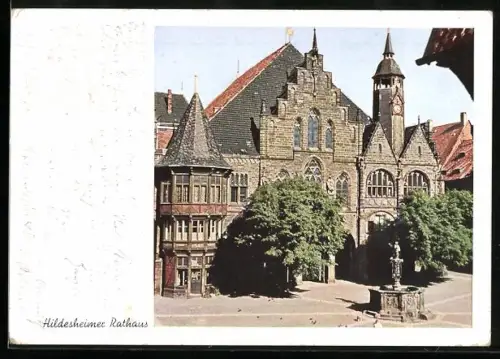 AK Hildesheim, Rathaus mit Brunnen