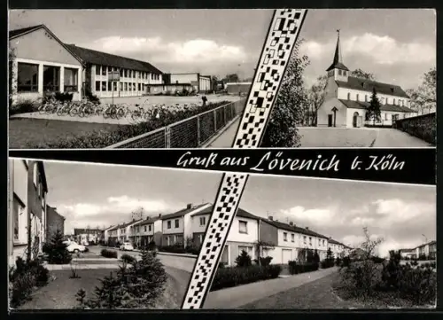 AK Lövenich b. Köln, Kirche, Strassenpartie, Ortspartie