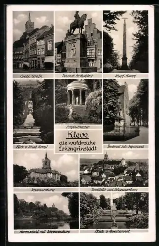 AK Kleve, Amphitheater, Schwanenburg, Denkmal Gr. Kurfürst