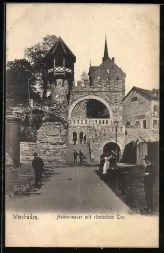 AK Wiesbaden, Heidenmauer mit römischem Tor