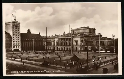 AK Leipzig, Augustusplatz, Neues Theater und Hochhaus