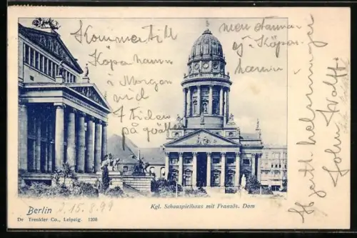 AK Berlin, Kgl. Schauspielhaus, Französischer Dom, Gendarmenmarkt