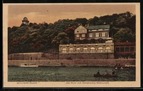 AK Mülheim-Ruhr, Die Ruhr mit Kahlenberg-Restaurant