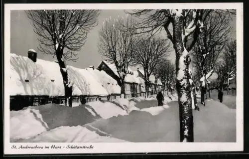AK St. Andreasberg im Harz, Schützenstrasse im Winter