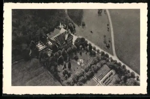 AK Marburg a. L., Restaurant und Luftkurhaus auf dem Frauenberg, Bes. A. Seebode, Fliegeraufnahme