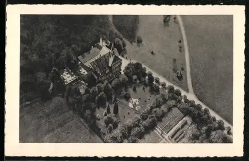 AK Marburg a. L., Restaurant und Luftkurhaus auf dem Frauenberg A. Seebode vom Flugzeug aus