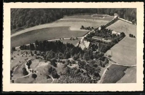 AK Marburg a. L., Restaurant und Luftkurhaus Frauenberg, Inh. A. Seebode, Fliegeraufnahme