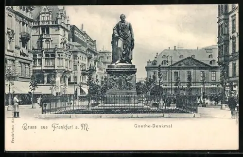 AK Frankfurt a. M., Goethe-Denkmal
