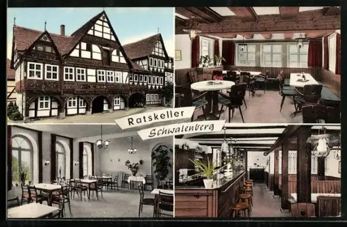 AK Schwalenberg, Gasthaus Ratskeller, Inh. Josef Müller, mit Innenansichten