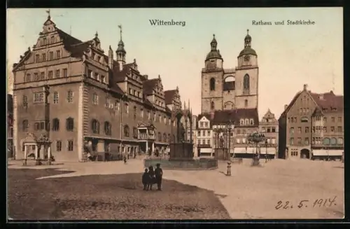 AK Wittenberg / Elbe, Rathaus und Stadtkirche