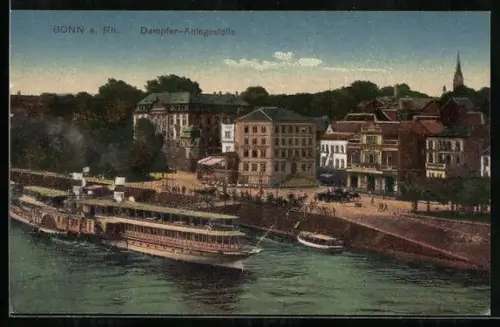 AK Bonn a. Rh., Dampfer-Anlegestelle aus der Vogelschau