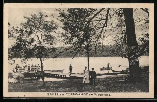 AK Corswandt am Wolgastsee, Bootsanleger und Seeufer