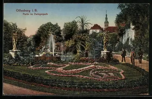 AK Offenburg i. B., Partie im Zwingerpark