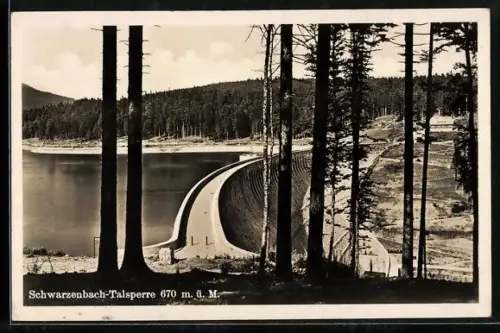 AK Forbach /Schwarzwald, Schwarzenbach-Talsperre, Staumauer und See