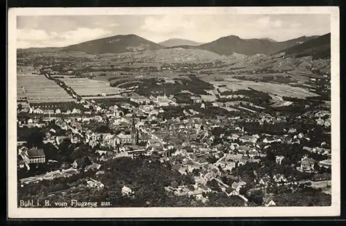 AK Bühl i. B., Ortsansicht vom Flugzeug aus
