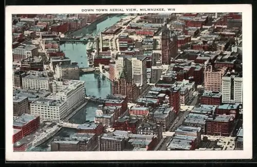 AK Milwaukee, WI, Down Town Aerial View