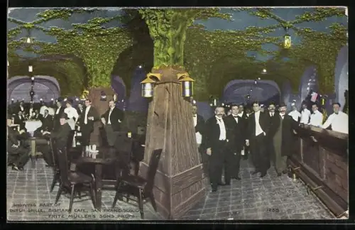 AK San Francisco, CA, Bismark Cafe, Showing part of Dutch Grille, Fritz Müller`s Sons Propr.