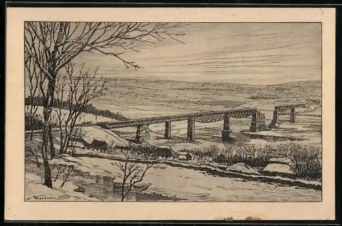 AK Zaleszczyki, Zerstörte Dniestrbrücke