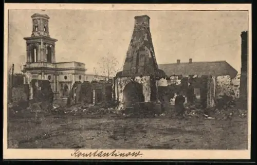 AK Konstantinow, Zerstörte Häuser und Kirche